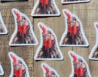 Autocollant de poulet - autocollant brillant d’aquarelle de poulet