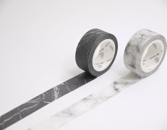 White Marble Wide Washi Tape Sample