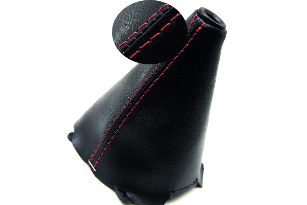 Leather Part Only DSV Fits 2006-2011 Honda Civic SI Real Black Leather Manual Shift Boot with Red Stitching 