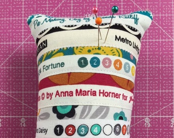 Pincushion, Sewing Pincushion, Gifts for Mom, Secret sister gift, Selvages, Selvage pincushion, selvage fabric, sewing room accessory