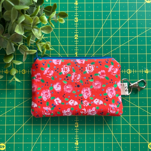 Estuche para monedas con flores brillantes · Monedero · Mini llavero para billetera · Estuche pequeño con cremallera • Estuche para audífonos • Estuche para caca de perro