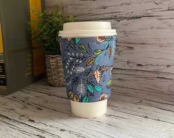 Happy birds affirmations Coffee sleeve cozy cuff · coffee cozy · coffee band · eco-friendly coffee cuff · Coffee sleeve