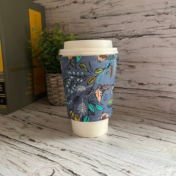 Happy birds affirmations Coffee sleeve cozy cuff · coffee cozy · coffee band · eco-friendly coffee cuff · Coffee sleeve