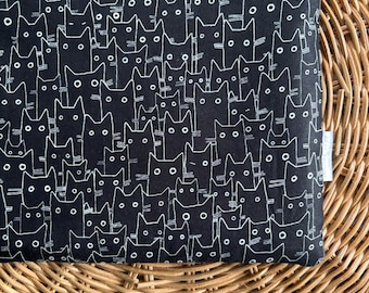 Black Cat Kitten Book Sleeve: Padded Fabric Book Protector