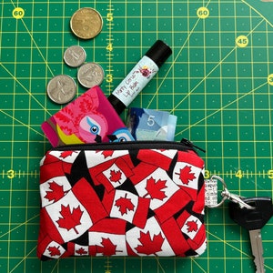 Rouge Blanc Noir Drapeau du Canada Pochette · Porte-monnaie · Mini portefeuille porte-clés · Petite pochette à fermeture éclair