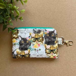 Mini chatons avec lunettes Porte-monnaie · Porte-monnaie · Mini portefeuille porte-clés · Petite pochette zippée
