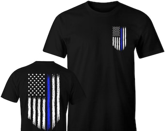 Thin Blue Line Shirt Police USA Flag Shirt Police Lives Matter Men's T-Shirt