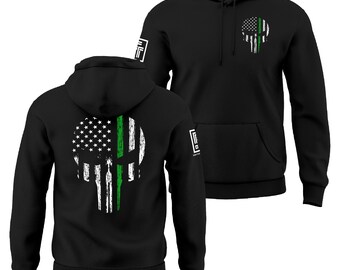 Thin Green Line Hoodie Military Hoodie Skull USA Flag Men's Hoodie