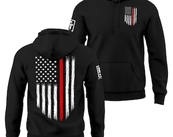 Thin Red Line Firefighter Flag Hoodie Thin Red Line USA Flag Men's Hoodie Sweatshirt
