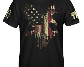 USA Flag American Eagle Glory Splatter Military Veteran Patriotic Men's T-Shirt