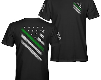 Thin Green Line Shirt Flag Shirt Military Thin Green Line Of Courage USA Flag Men's T-Shirt