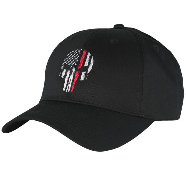 Thin Red Line Hat Firefighter USA Flag Skull One Size Adjustable buckle Strap Cap Fire department