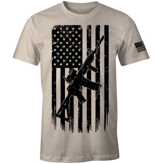 America 2nd Amendment AR-15 Machine Gun Rifle USA Flag Hooded Sweatshirt Hoodie