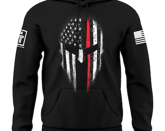 Thin Red Line Hoodie USA Spartan Hoodie Firefighter USA Red Line Flag Men's Hoodie Sweatshirt