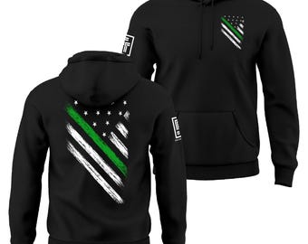 Thin Green Line Hoodie Armed Forces USA Flag Military Support Men's Hoodie Sweatshirt
