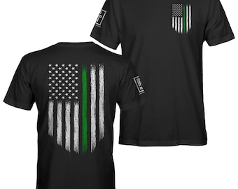 Thin Green Line Shirt Military Thin Green Line USA Flag Courage Men's T-Shirt