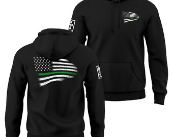 Thin Green Line Hoodie Military Support Armed Forces Veterans Support Men's Hoodie Sweatshirt