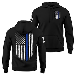 Thin Blue Line USA Flag Spartan Men's T-Shirt - Patriotic Police Support Shirt