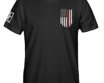 Thin Red Line Firefighter Shirt Firefighters Thin Red Line USA Flag Courage Men's T-Shirt