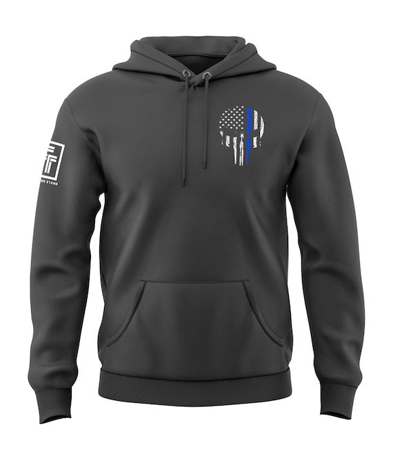 Thin Blue Line Hoodie Police Hoodie Thin Blue Line Skull USA Flag Men's  Hoodie - Etsy