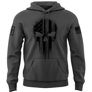 USA Flag American Skull Military Veteran Patriotic Men&#39;s Army Marine Navy Air Force Men&#39;s Hoodie Sweatshirt
