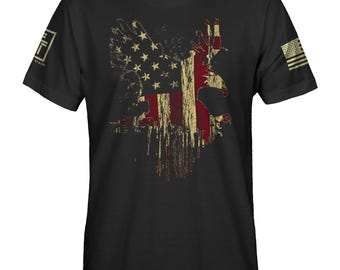 USA Flag American Eagle Glory Splatter Military Veteran Patriotic Men's T-Shirt