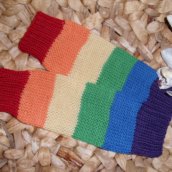 Beinstulpen Regenbogen - 100% Wolle - handgestrickt - bunt