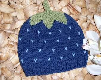 Blueberry hat - baby and children's hat made from 100% wool - in your desired size - hand-knitted