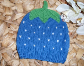 Sweet Fruit Blueberry Baby Hat Toddler Hat - several sizes - pure wool