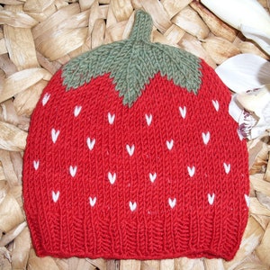 Sweet Fruit Strawberry Baby Hat Toddler Hat several sizes pure wool image 1