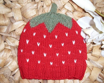 Sweet Fruit Strawberry Baby Hat Toddler Hat - several sizes - pure wool