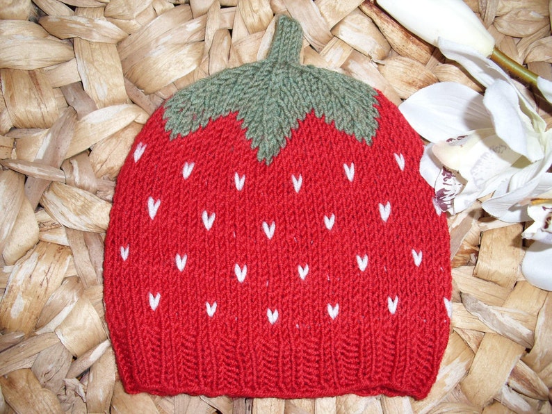 Sweet Fruit Strawberry Baby Hat Toddler Hat several sizes pure wool image 1