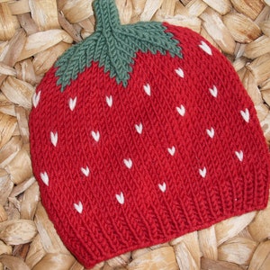 Sweet Fruit Strawberry Baby Hat Toddler Hat - several sizes - pure wool - winter hat