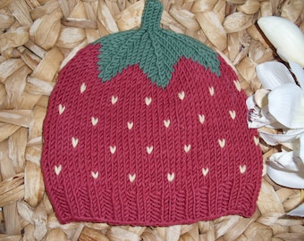 Sweet Fruit Strawberry Baby Hat Toddler Hat - several sizes - pure wool - winter hat