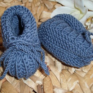 Baby shoes jeans-blue 100% wool hand-knitted can be delivered quickly image 2