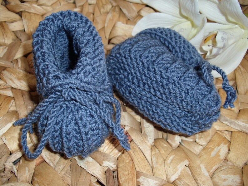 Baby shoes jeans-blue 100% wool hand-knitted can be delivered quickly image 2