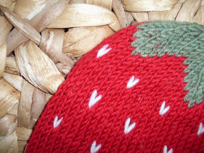 Sweet Fruit Strawberry Baby Hat Toddler Hat several sizes pure wool image 3