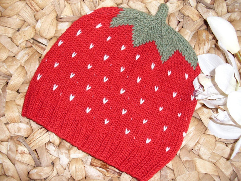 Sweet Fruit Strawberry Baby Hat Toddler Hat several sizes pure wool image 6