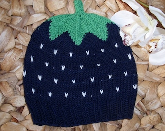 Sweet Fruit Blueberry Baby Hat Toddler Hat - several sizes - pure wool