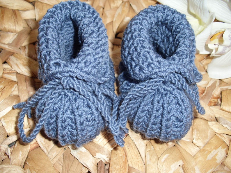 Baby shoes jeans-blue 100% wool hand-knitted can be delivered quickly image 3