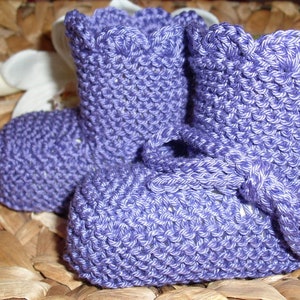 Baby shoes in purple 100% cotton hand-knitted up to approx. 7 months image 4