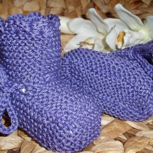 Baby shoes in purple 100% cotton hand-knitted up to approx. 7 months image 2