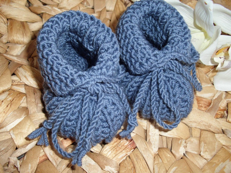 Baby shoes jeans-blue 100% wool hand-knitted can be delivered quickly image 1