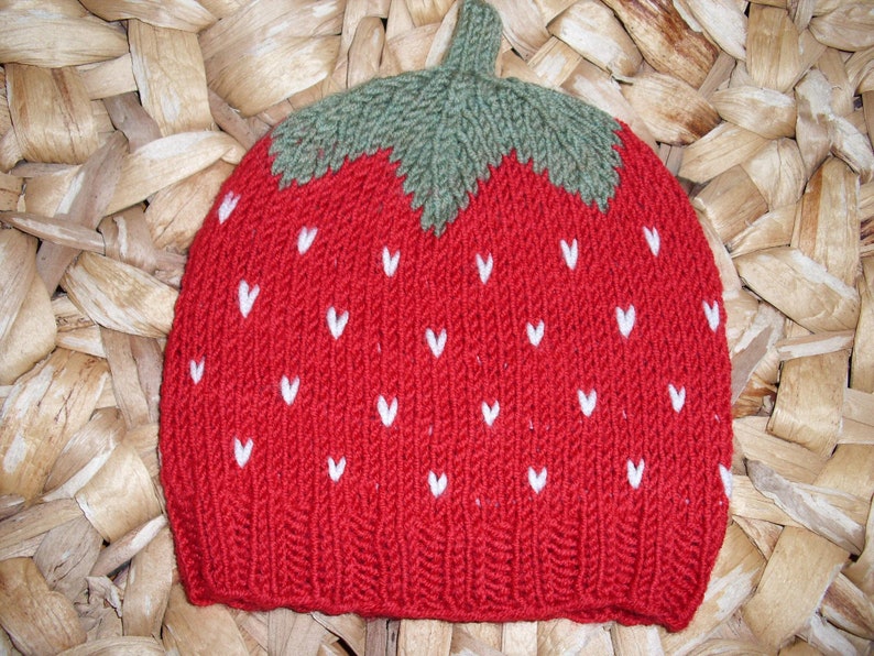 Sweet Fruit Strawberry Baby Hat Toddler Hat several sizes pure wool image 2