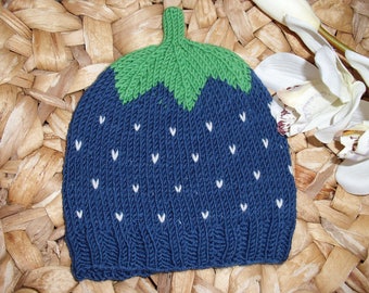 Sweet Fruit Blueberry Baby Hat Toddler Hat - several sizes - pure wool