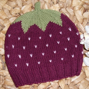 Children's hat baby hat blueberry 100% wool hand knitted in desired size image 1