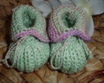 Unikat: Babyschuhe in Pastell-Tönen -  für 0-4 Monate  - 100% Baumwolle - handgestrickt - versandfertig