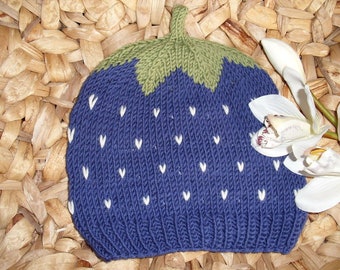 Babymütze Kindermütze Brombeere - 100% Wolle - in Wunschgröße - handgestrickt -Erdbeermütze