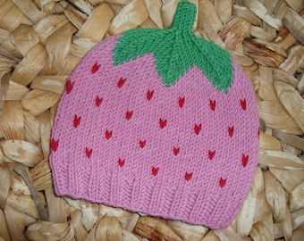 Sweet Fruit Raspberry Baby Hat Toddler Hat - several sizes - pure wool