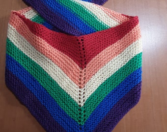 Scarf for children - 100% wool (baby merino wool) - hand knitted - rainbow - available for immediate delivery